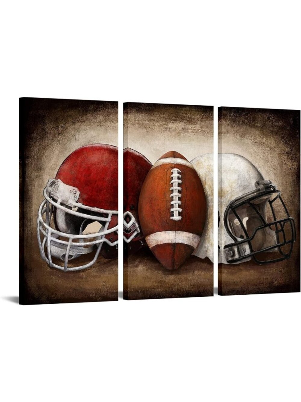 American Football Canvas Wall Art Set - 3-Piece 16"x32" Sports Decor